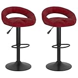 vidaXL Tabourets de Bar Lot de 2 Rouge vin Velours, Chaise, Tabouret de Bar de Cuisine, Chaise Bistro, Tabouret de Bar pour Petit déjeuner