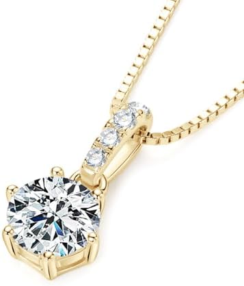 DYUNQ 1-2 CT Moissanite Necklace for Women, Solitaire Lab Imitati...
