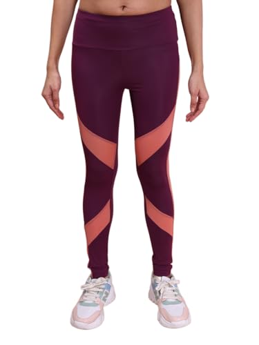 Image of Rupa Colors Womens PLAYSURE Dry FIT Activewear Leggings | Stretchable Warp Knit Fabric | Breathable Mesh Self-Folding Waistband | Body-Hugging | Reflecting Logo