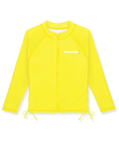 Image of BesserBay Girls Rash Guard UPF 50+ Zip Up Raglan Long Sleeve Adjustable Drawstring Swim UV Jacket 4-14 Years