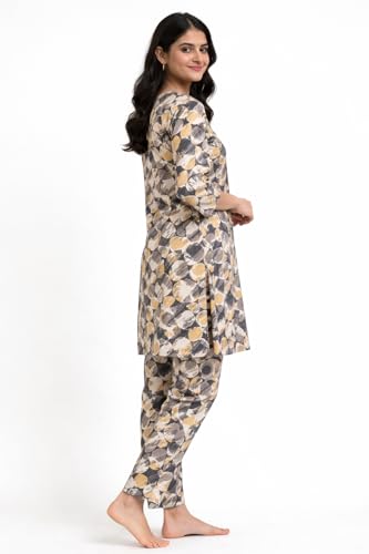 Image of Duchess Women's Pure Cotton Printed Long Length Night Suit Set