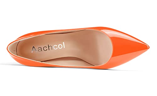 Image of Aachcol Women Pumps Pointed Toe Slip on Mid Heel Dress Office Chunky Block Heels Shoes 3 Inches