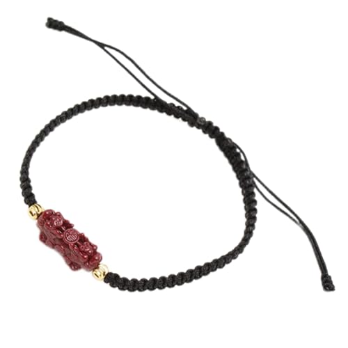Bracelet cinabre naturel Feng Shui à offrir en duo | Amulette porte-bonheur réglable noire