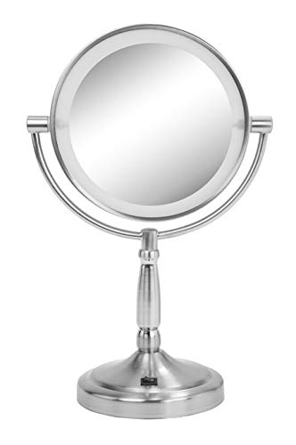 Espejo de Maquillaje LED Doble Cara Redondo Brillante