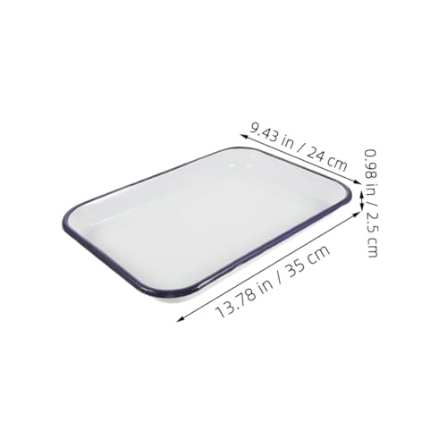 Plateau rectangulaire émail pour cuisson et service au barbecue