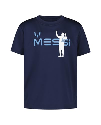 Image of Messi Boys' Lifestyle Short Sleeve Top, Loose-Fit Shirt with Logo, Comfortable, All-Day Wear