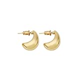 Todenb Pendientes de aro gruesos de oro para mujer, aretes de lágrima de oro real, aretes de lágrima ligeros, joyería de moda para mujer (G)