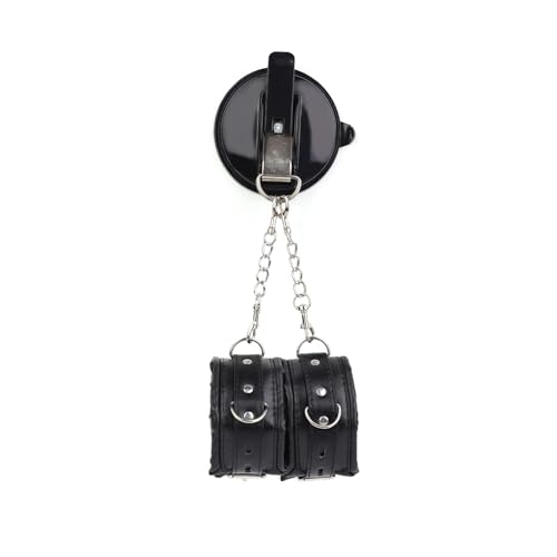 Kutocesy Handschellen Mit Saugnäpfen Bdsm Fetisch Bondage Kit Handschellen Für Sexspiele Leder Sex Fesseln Für Männer Und Frauen (Black)