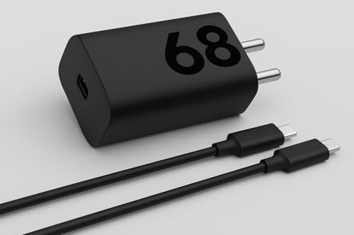 Image of Motorola 68W Gan TurboPower Fast C-Type Charger for Motorola Edge 60 Pro /Fusion /Edge 50 Fusion /Edge 50 Ultra /50 Pro /Razr 50 Ultra /Moto G45 /G54 /Moto E40 /Moto G35 /G96 & Support Other USB C Devise, Black