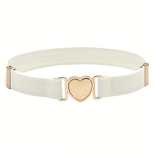Heart Buckle Elastic Belt Candy Color No Buckle Stretch Belt Adjustable Invisible Belts For Girls