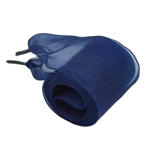 Cordones de satén gasa transparente, Cordones 4cm Ancho Gasa Planos Multicolor Múltiples Longitudes(Dark Blue,160)