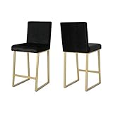 Christopher Knight Home Lexi Modern Velvet Barstools, Black and Brass (Set of 2)