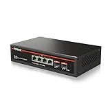 FOXNEO 2.5gbps スイッチングハブ PoE機能搭載 6ポート（4x2.5G RJ45(PoE)と2x10G SFP+）各ポート最大30W 総合75W対応 個人や家庭向けのスイッチングハブ 静音ファンレス設計 デスクトップや壁掛け設置可能 金属筐体 プラグアンドプレイ アンマネージド スイッチングハブ