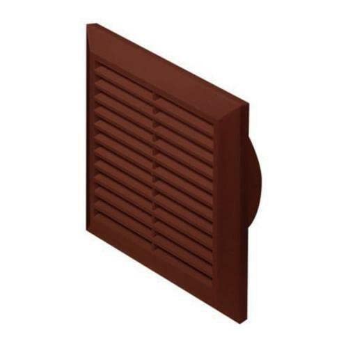 Brown Air Vent Grille - 200mm x 200mm – with Fly Screen/Anti Insect and 150mm Ducting Pipe Hose Connection – Ventilation Cover.