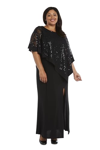 Image of R&M Richards Women's Sequin Lace Poncho Overlay Sheath Dress for Wedding Guest, Cocktail Attire & Evening Occasions