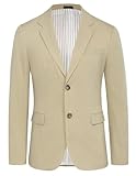 GRACE KARIN Men's Casual Suit Jacket Two Button Slim Fit Blazer and Sport Coat Khaki, Large