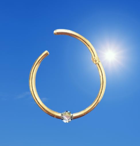 Generisch PIERCING CLICKER Ring Echt 750 Gelbgold mit echtem Diamant Intim Helix Septum Conch Tragus modern Durchmesser 10 mm 45071-10