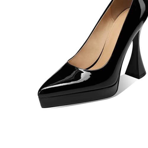 TinaCus Handmade Platform High Heels Women's Pointed Toe Patent Leather Stylish Pumps Shoes2