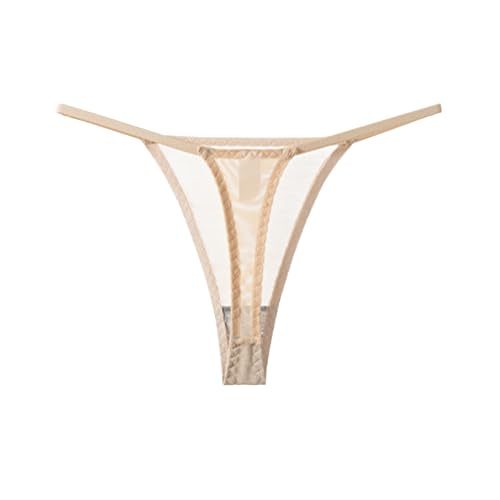 JFAN Tangas para Mujer Sin Costuras Bragas Hilo Elásticas Ropa Interior Tangas Mujer Pack, Beige M