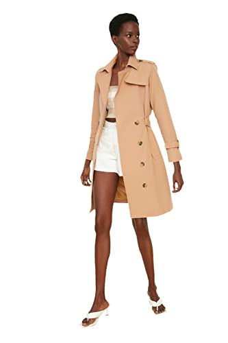 Trench-coat tissé régulier à double boutonnage Trendyol pour femme