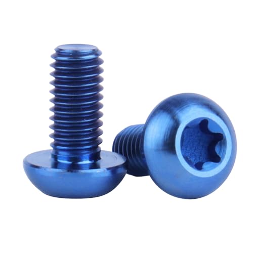 Image of 6PCS Titanium Bike Screw M5x10mm Bicycle Disc Brakes Rotor Bolts Torx T25 Head (Blue)