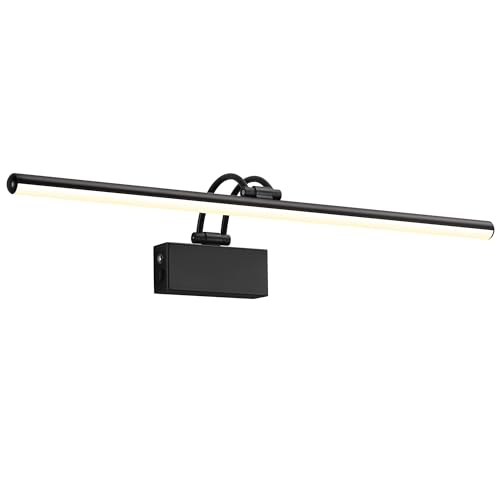 Image of KDG LED Cordless Wall Picture Light with Remote, 7000mAh Rechargeable Dimmable Art Lighting, Adjustable Swing Arm, Picture Frame Light for Gallery, Living Room, Hallway, 24 inch, Black
