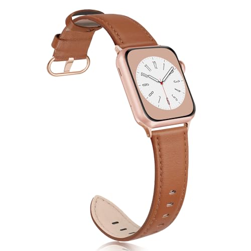 SWEES Leather Band Compatible for iWatch 38mm 40mm, Genuine Leather Replacement Strap Rose Gold...