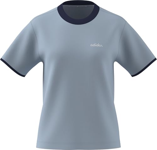 adidas Women's Seasonal Essentials Colorpop T-Shirt with Embroidered Graphic, Crystal Sky/White, S – Ansicht 5