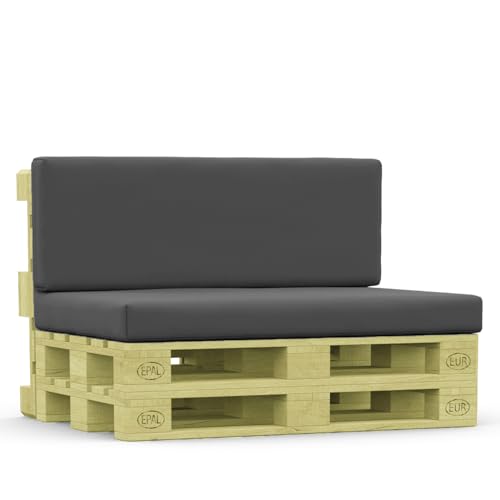 Brillars Euro Palette Cushions Set – Outdoor Garden Sofa Seat Pad & Back Cushion Heavy Duty Water Resistant Zip Cover – Comfortable Durable (Deep Grey, Only Back Cushion 120cm x 40cm x 5cm)