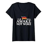 Photo Gallery donna awake not woke anti-censura free speech maglietta con collo a v Photo Gallery donna awake not woke anti-censura free speech maglietta con collo a v