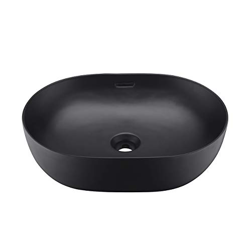 Miyili 19"x14" Matte Black Bathroom Vessel Sink Modern Above Counter Bathroom Sink Porcelain Ceramic Vanity Sink Lavatory Sink Bowl Art Basin, VS4935B Miyili 19"x14" Matte Black Bathroom Vessel Sink Modern Above Counter Bathroom Sink Porcelain Ceramic Vanity Sink Lavatory Sink Bowl Art Basin, VS4935B