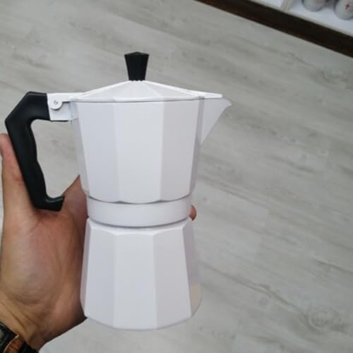 Image of Alluminium Espresso Coffee Maker Moka Pot Cup for Italian Espresso Decoction Coffee Mocha South Indian Filter Coffee Home Outdoor Machine (White, 6)