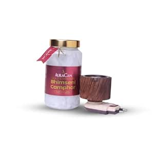 AuraCam Gold Standard Bhimseni Camphor with Electrical Diffuser/Camphor ...
