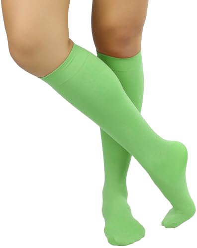 Image of ToBeInStyle Women's Opaque Knee High Nylon Fashion Socks Solid & w /Front Satin Bow