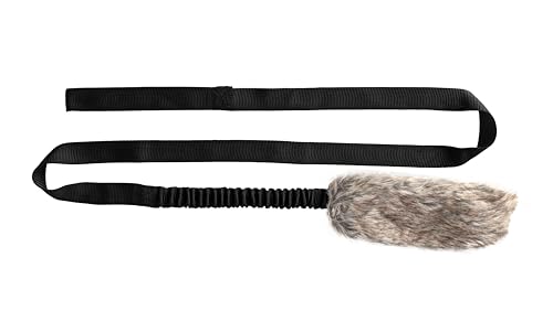 Dingo Hundespielzeug Kunstfell mit Quietsch Pelz Lange Schwarz Bungee-Griff Beisswurst Mop Hundetraining Spiel mit Hund zum Tauziehen Fleece 15585