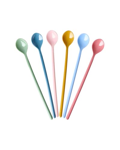 ReWu Rice Melamin Latte Löffel 6er-Set - Zart Bunt - Bruchsicher Campingeschirr Melamingeschirr Kinderbesteck Dessertlöffel Bruchsicher BPA-frei...