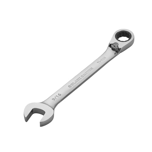 Image of BLACK CANYON 9 /16 Inch Ratchet Combination Wrench, 12-Point Box End & Hex Opening, Polished Steel Ratcheting Wrench with SAE & Metric Sizes