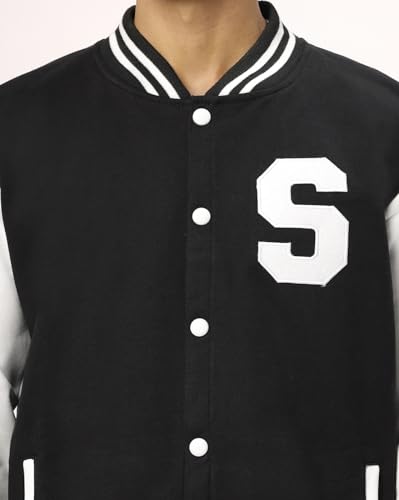 Image of BE SAVAGE Men's Cotton Blend Standard Length Varsity Jacket