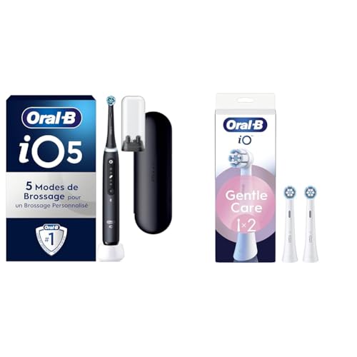 Brosse à dents électrique Oral-B iO 5 noire avec 2 brossettes Oral B iO Gentle Care authentiques