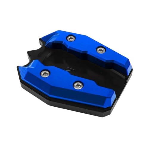 Plaque de support NMAX155 béquille latérale élargie en alu bleu anti-enfoncement