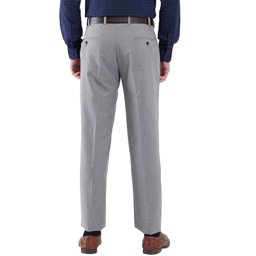Image of Park Avenue Men's Regular Fit Mid Rise Solid Pattern Poly Viscose Blend Flat Front Formal Trouser