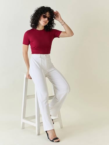 Image of KOTTY Women's Formal Wear Pant Combo Pack of 2 High Waist Straight Fit Office Wears Trousers For Women