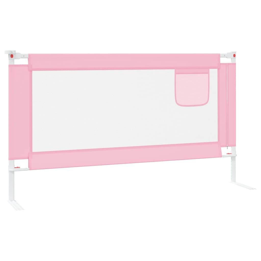 Kleinkind-Bettschutzgitter Rosa 150x25 cm Stoff mit Höhenverstellung, klappbarer Rausfallschutz für Kinderbett, atmungsaktives Schutzgitter, sichere Barriere für Elternbett und Boxspringbett