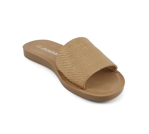 Image of Soda Shoes Efron-S Women Flip Flops Basic Plain Slippers Slip On Sandals Slides Casual Peep Toe Beach