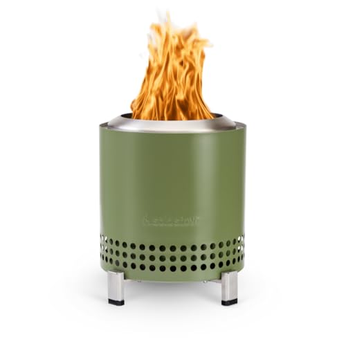 Solo Stove Mesa XL 7 Inch Tabletop Fire Pit with Stand - Smokeless Stainless Steel Fire Pit for Camping Outdoor & Patio- Wood Burning or Pellet Fueled Portable Bonfire 2.3lbs Deep Olive