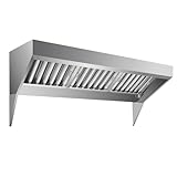 7FT Commercial Exhaust Hood with 3 Detachable U-shaped Grid Oil Filter Mesh, Rust-Resistant, 201 Stainless Steel Concession Trailer Food Truck Exhaust Vent Hood, for Restaurant Kitchen