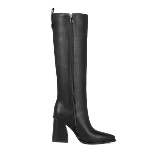 Boots for Women Knee High Tall Boots Block Chunky Heel Fall Boots Pointed Toe with Side Zip for Work Daily3