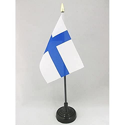 AZ FLAG - Tischflagge Finnland - 15x10 cm Goldene Splitze - Finnische Tischfahne 10 x 15 Cm - Flaggen