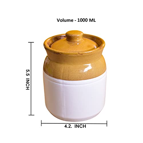 Image of Ceramic Multipurpose Jar - 1000 Ml, 1 Piece, White Espresso