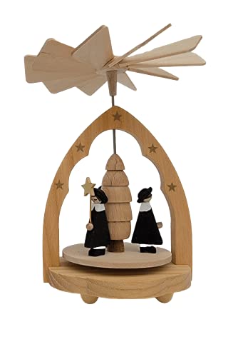 Authentic German Erzgebirge Handcraft 1- Tier Mini Pyramid Carolers - 4 Inch - 10 Cm - Richard Glässer #TOP3